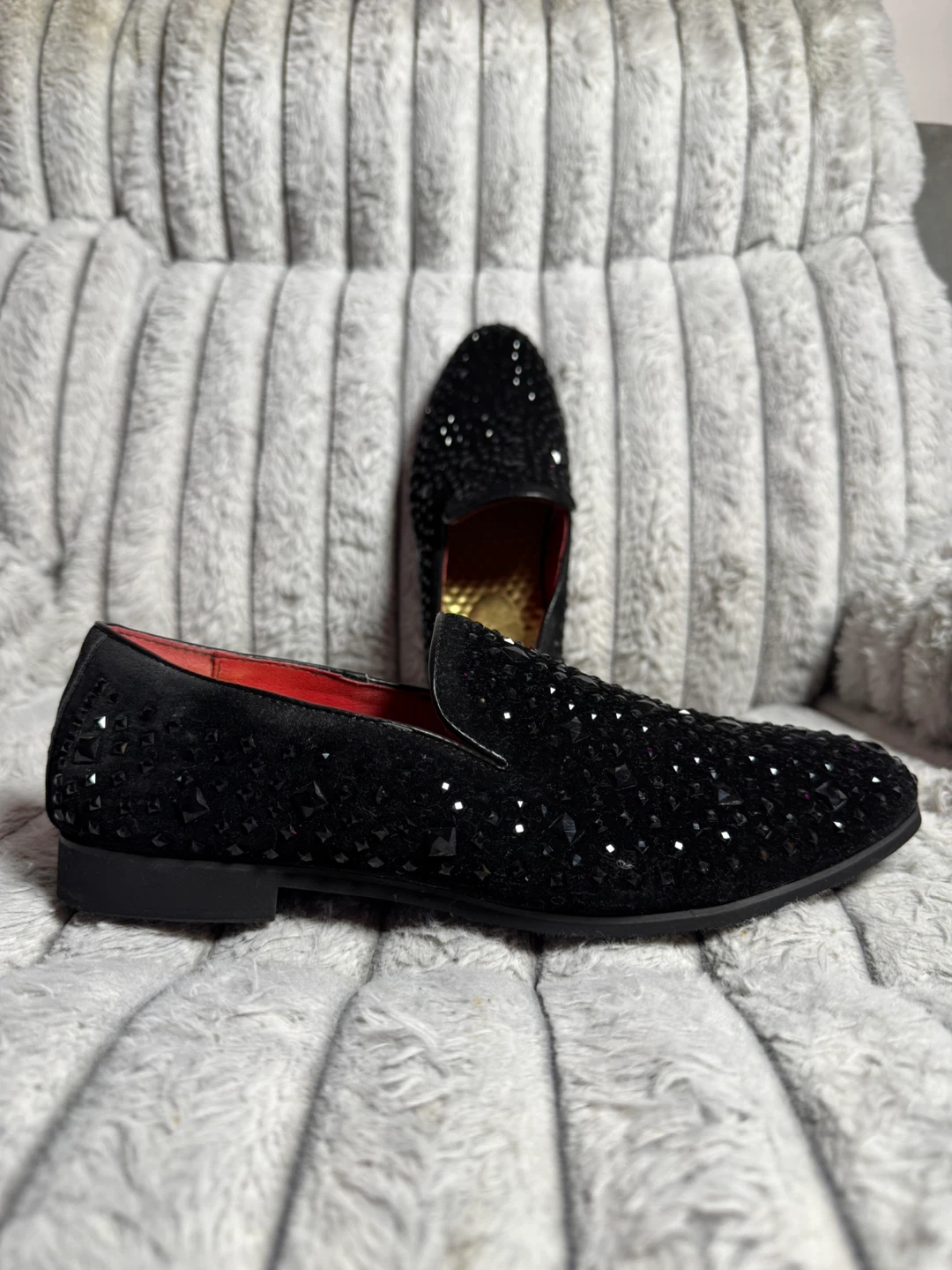 Black Suede Studded Loafers - Size 42