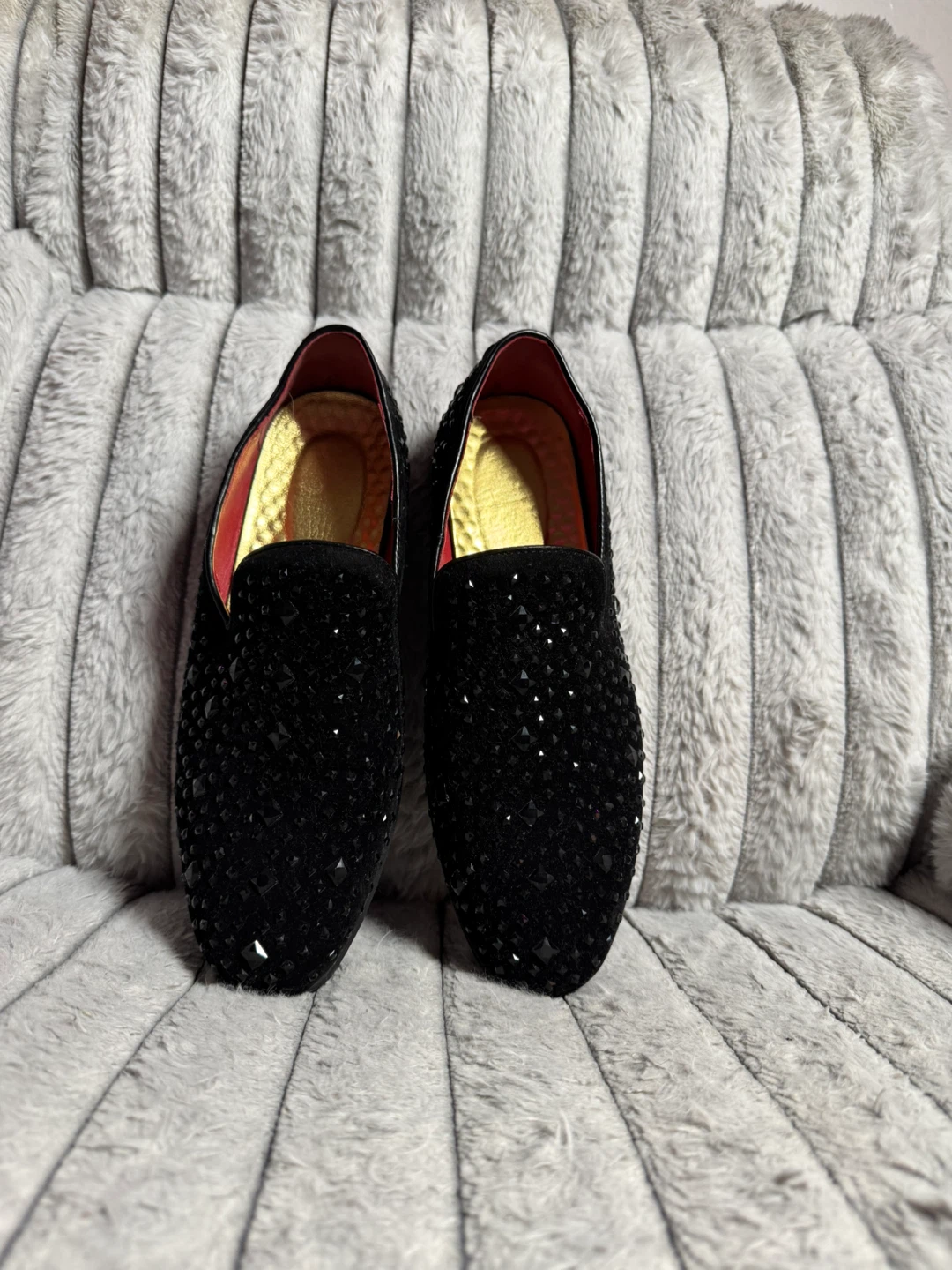 Black Suede Studded Loafers - Size 42 - photo 3