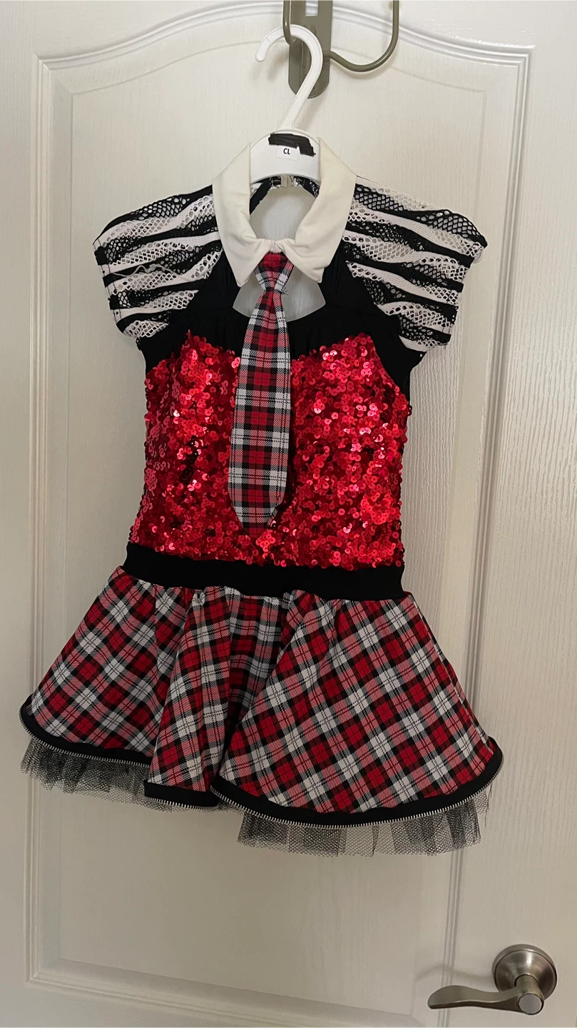 Jazz Dance Costume - Red Sequin Plaid Skirt