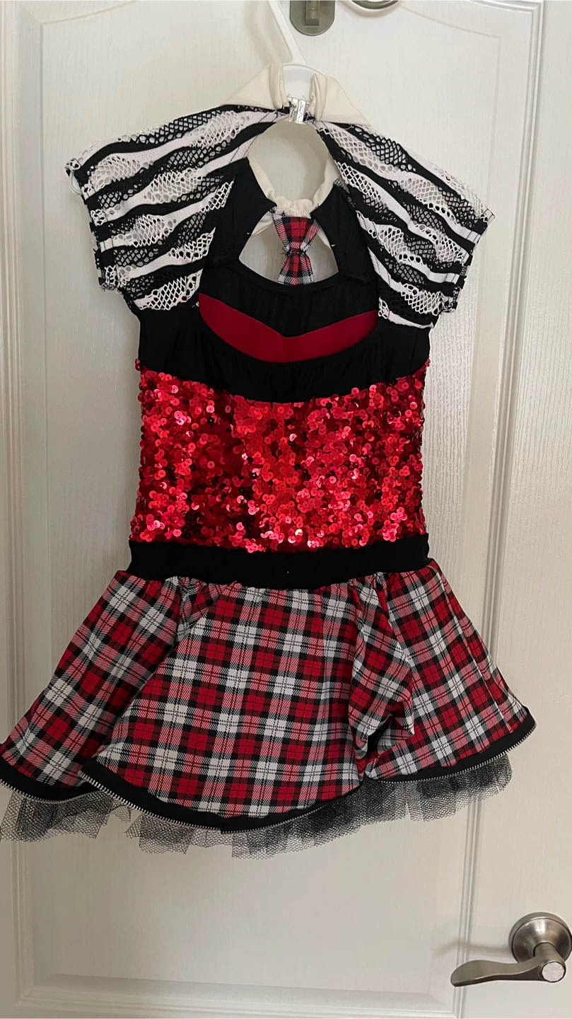 Jazz Dance Costume - Red Sequin Plaid Skirt - photo 2
