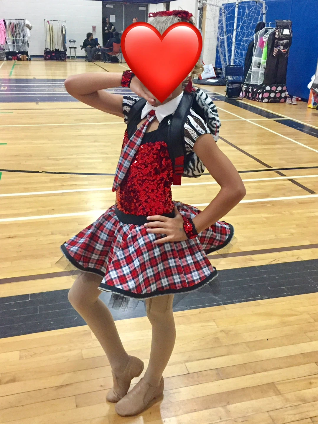 Jazz Dance Costume - Red Sequin Plaid Skirt - photo 3