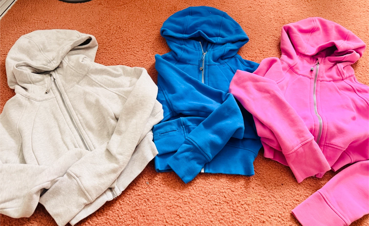 Lululemon Scuba Cropped Hoodies - Grey, Blue, Pink
