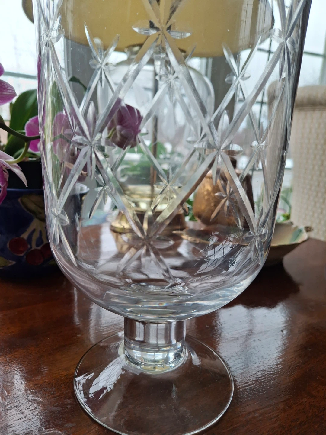 Etched/cut glass candle holder - photo 3
