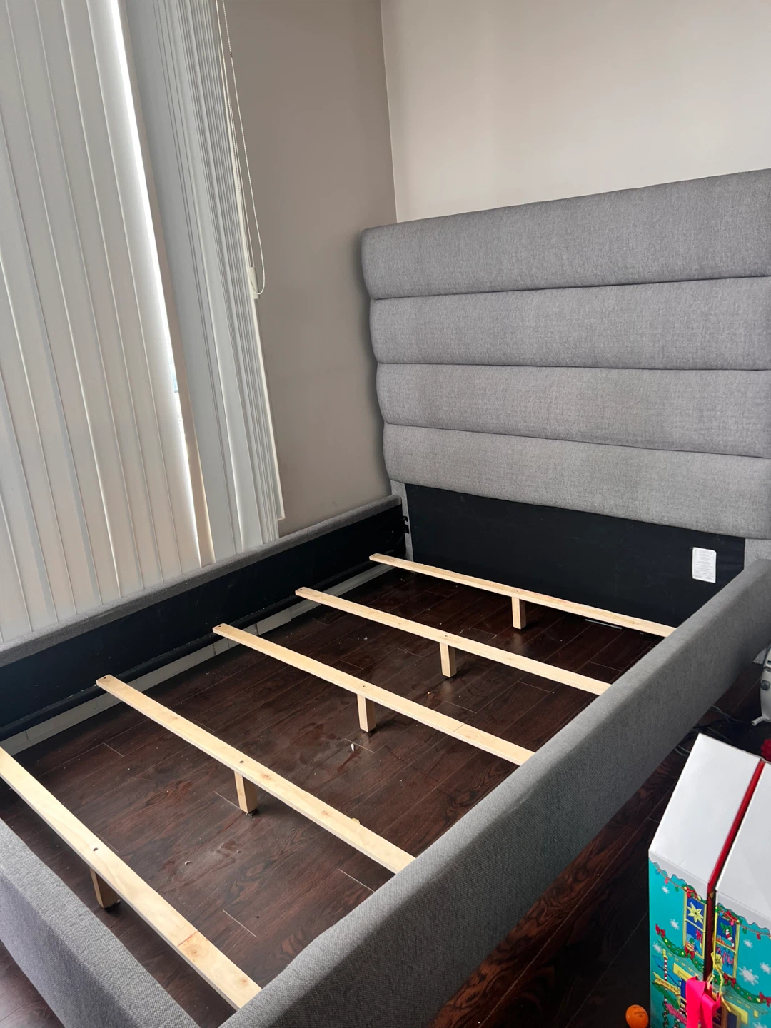 Grey Queen Bed Frame with Headboard and springbox - photo 2