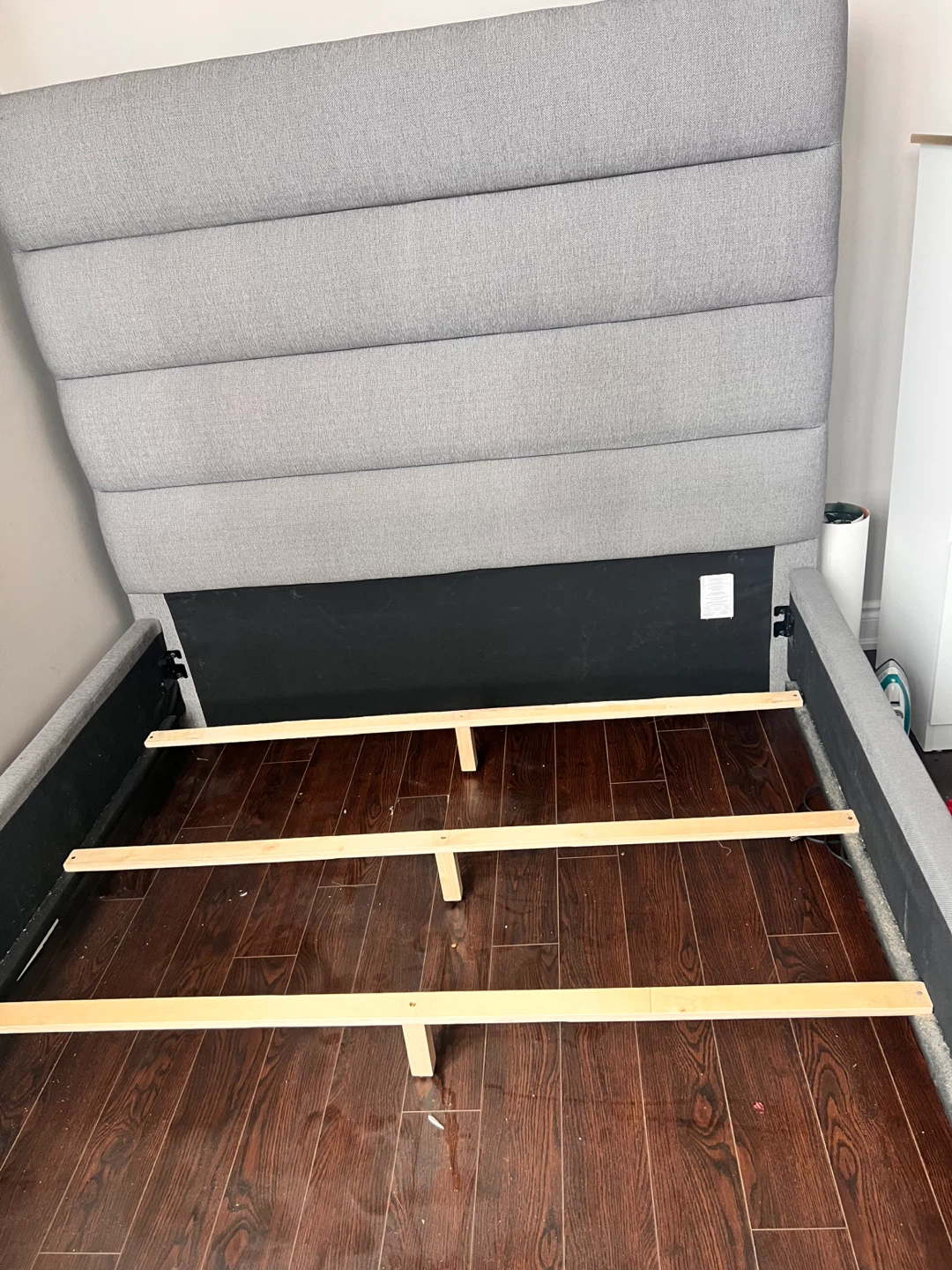 Grey Queen Bed Frame with Headboard and springbox