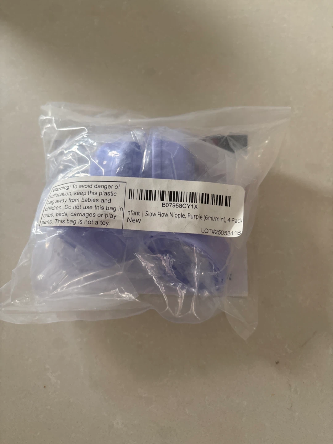 Infant Slow Flow Nipples - Purple (6ml/m n) - 4 Pack - photo 2
