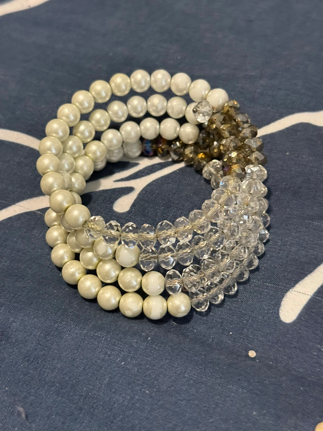 Stackable Pearl and Crystal Beaded Bracelet