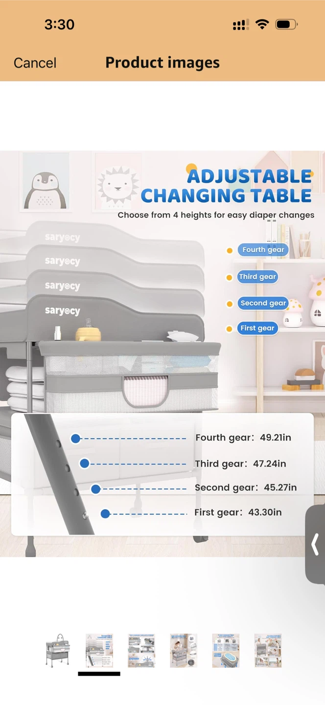 Saryocy Portable Baby Changing Table with Storage - Light Grey - photo 2