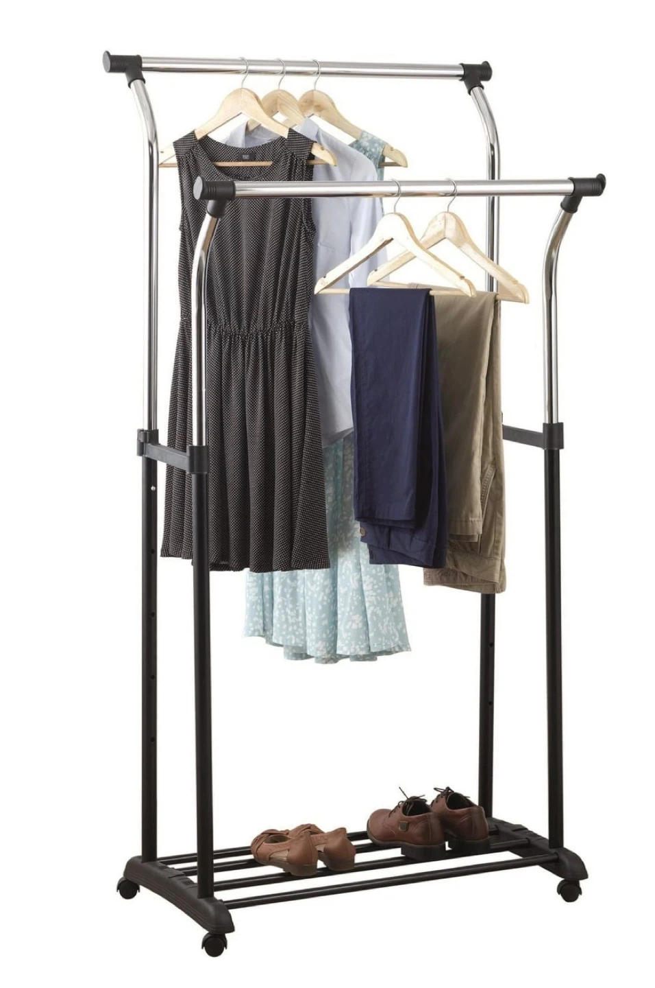 Double Garment Rack with Wheels