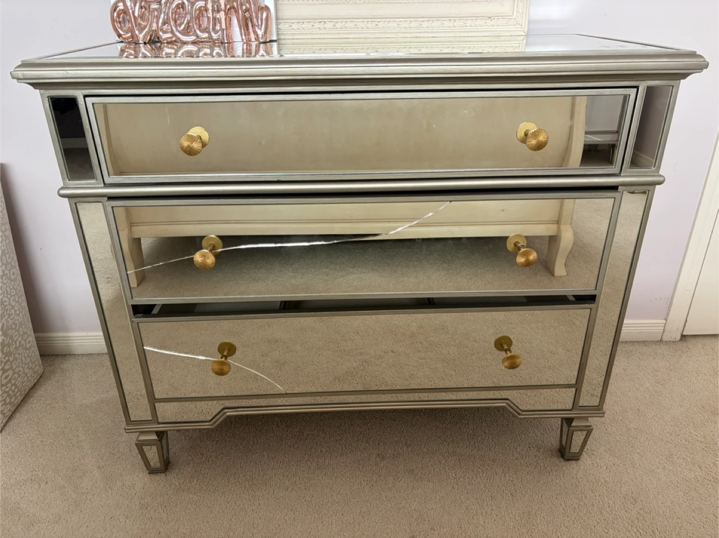 Mirrored 3-Drawer Dresser