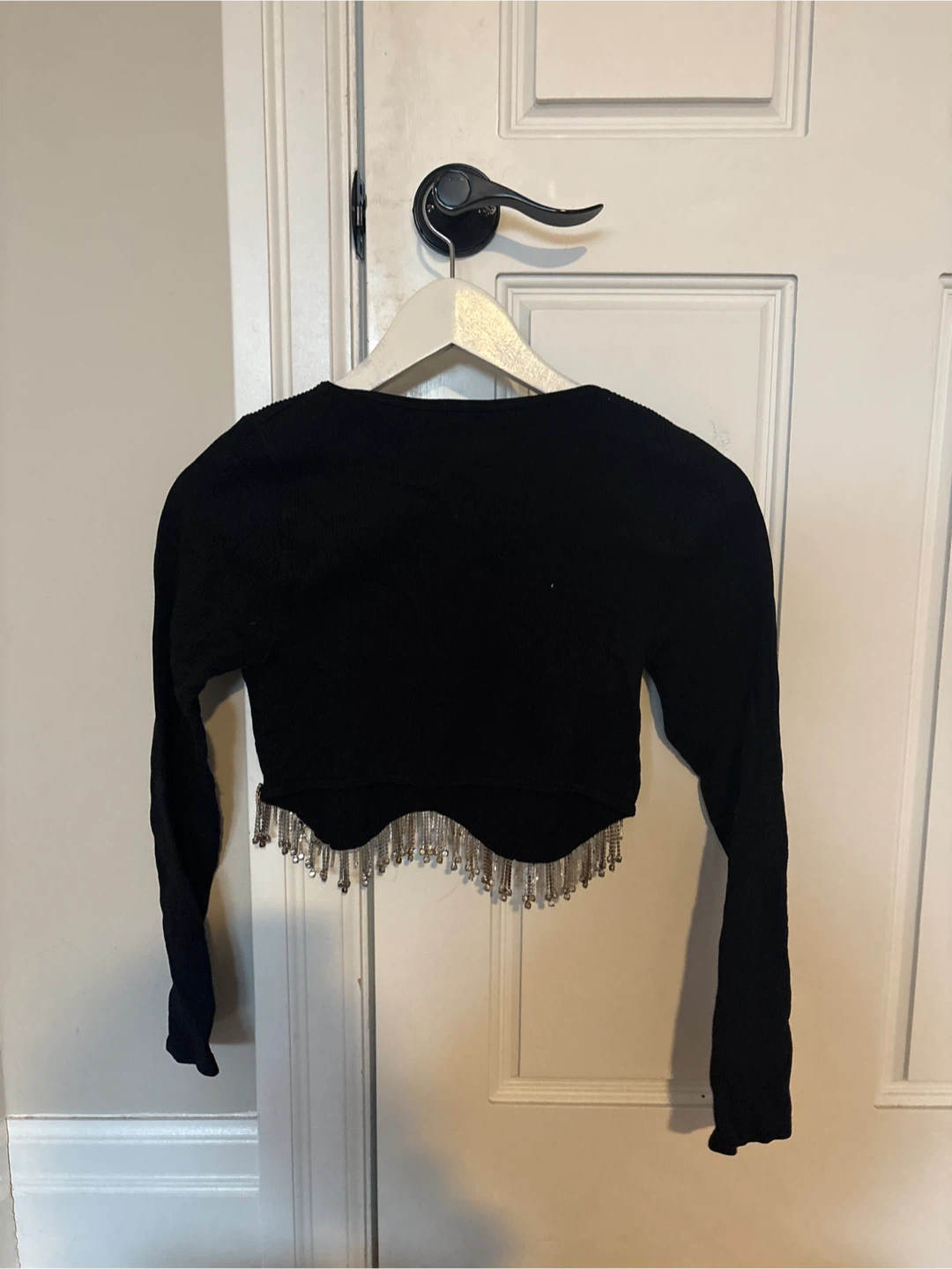 Black cropped sweater with fringe detail Zara - photo 2