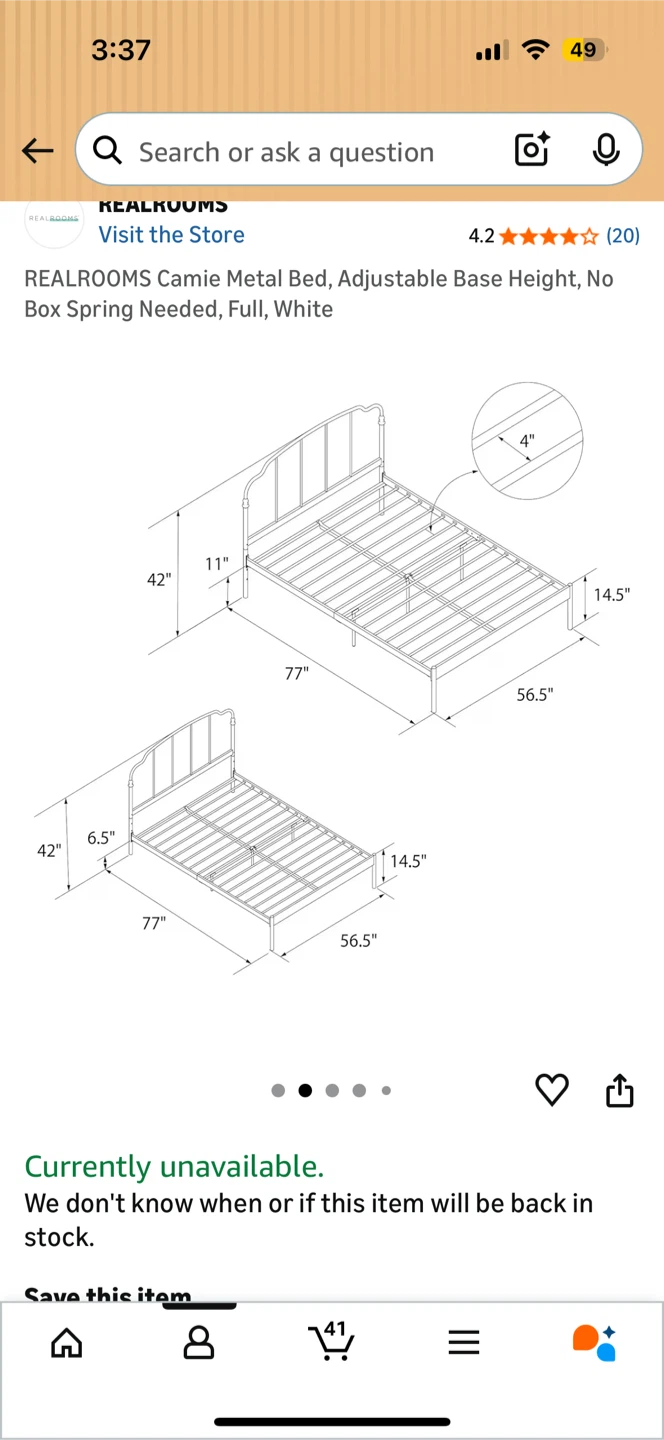 !Unused! White Full size Bed Frame and Gel Memory Foam Mattress - photo 2