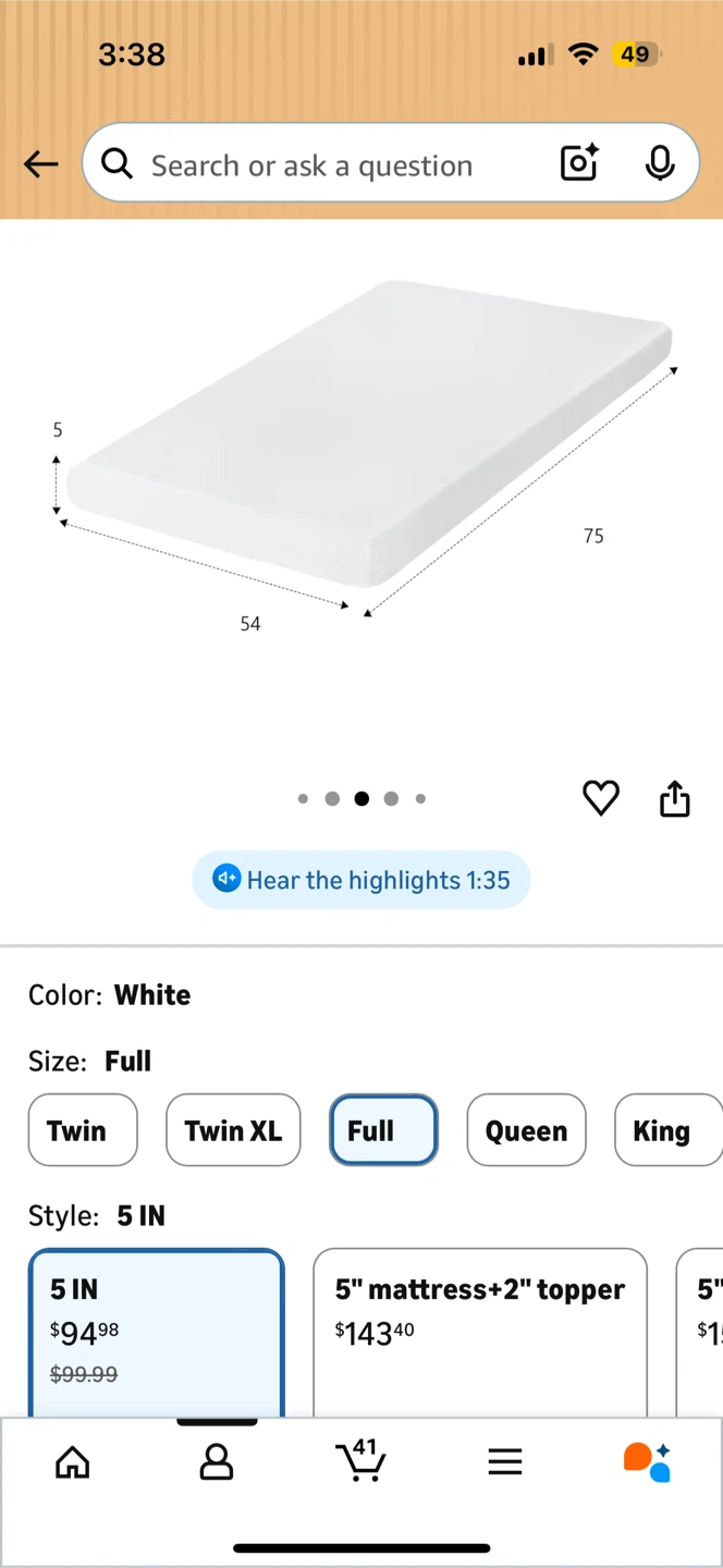 !Unused! White Full size Bed Frame and Gel Memory Foam Mattress - photo 4