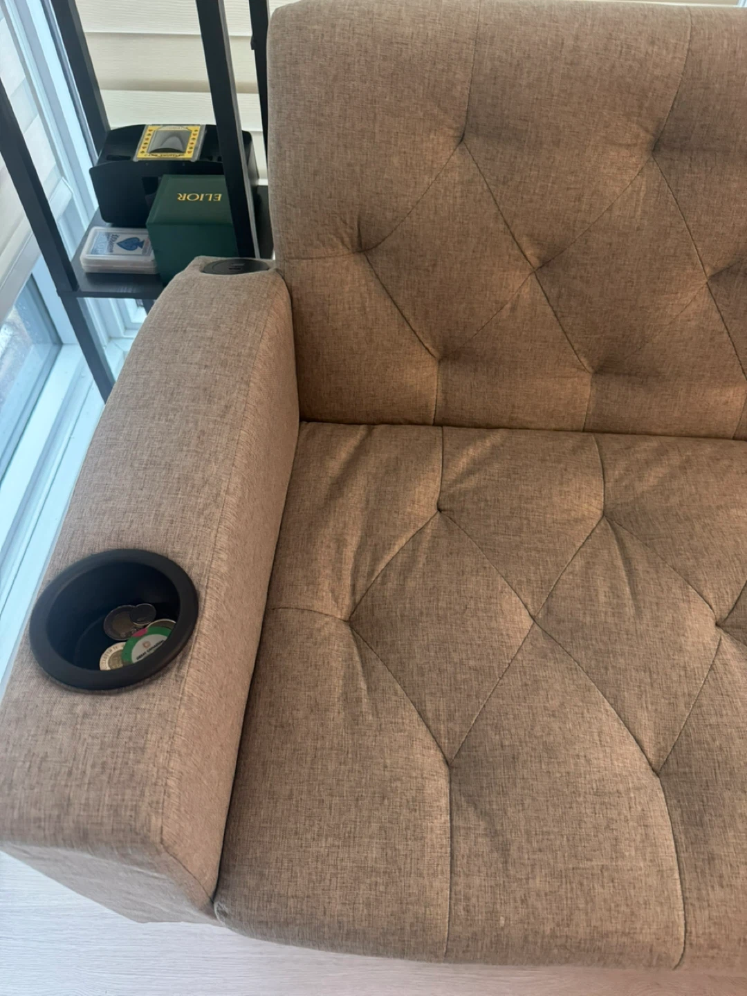 Tufted Sofa with Built-in USB Ports and Cup Holders - photo 4