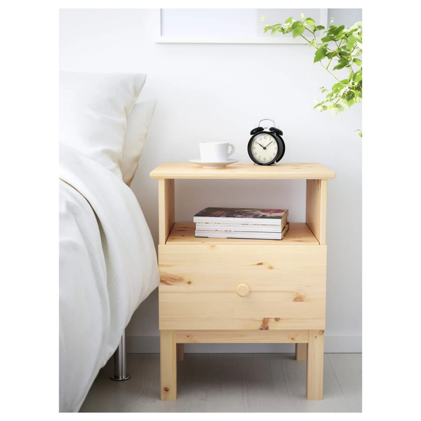 Pine Wood Nightstand with Drawer - photo 5