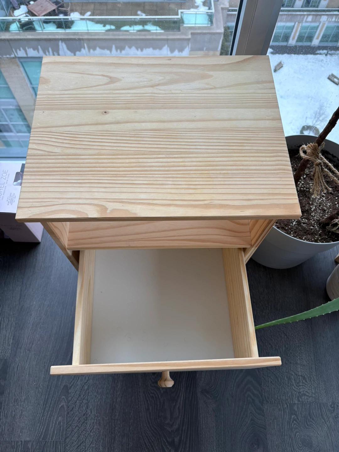 Pine Wood Nightstand with Drawer - photo 3