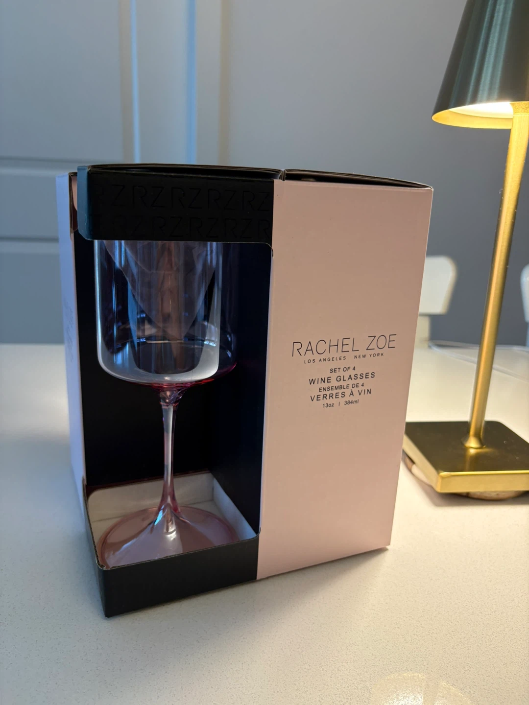 Rachel Zoe Set of 4 Wine Glasses - Pink