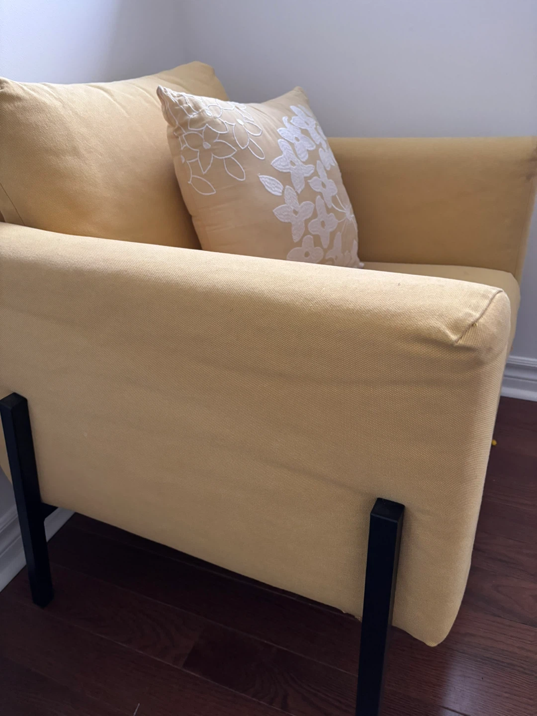 Yellow Accent Chair with Decorative Pillow - photo 2