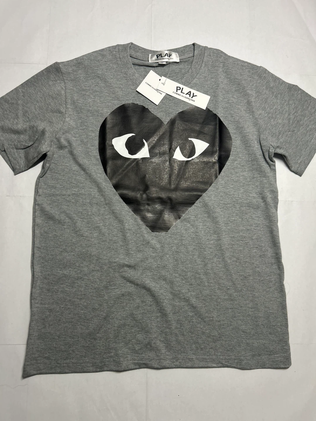 PLAY Grey T-Shirt with Black Heart Logo