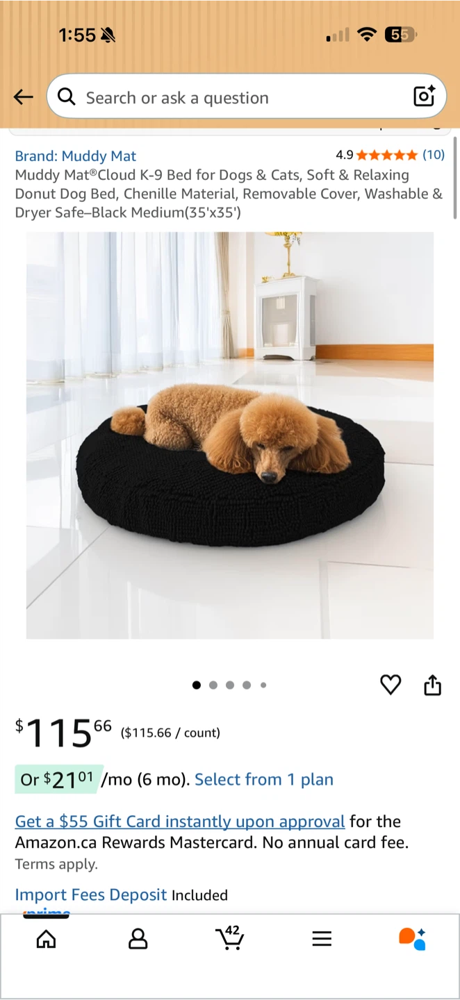 Muddy Mat Cloud K-9 Donut Dog Bed 35”x35” – Open Box