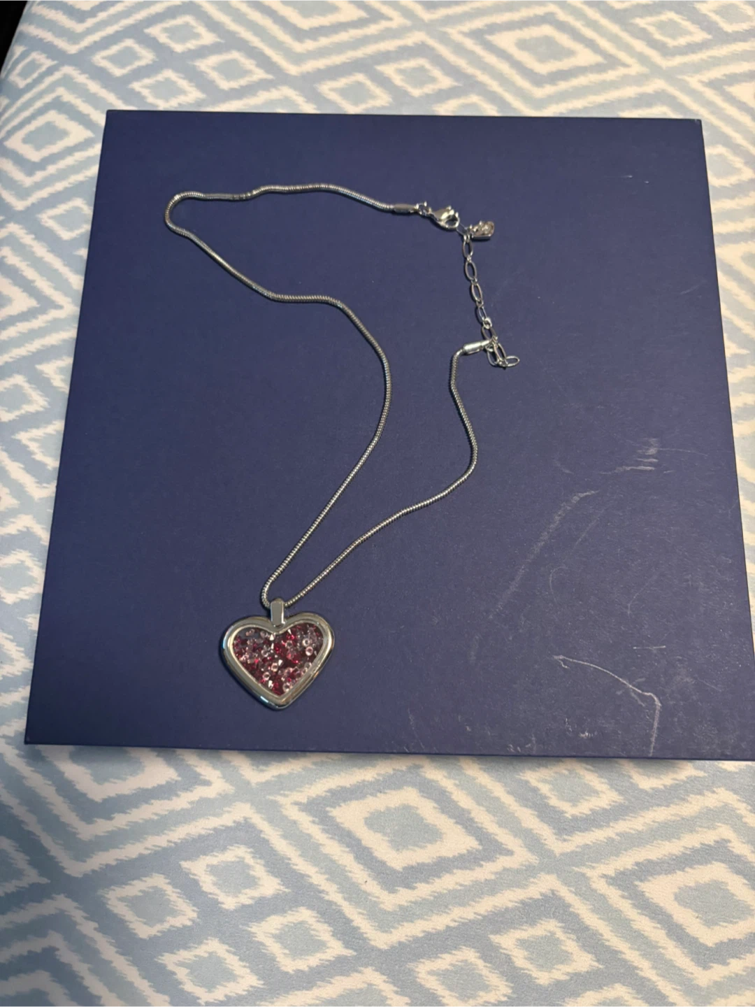 Swarovski Heart Pendant Necklace with Pink Crystals