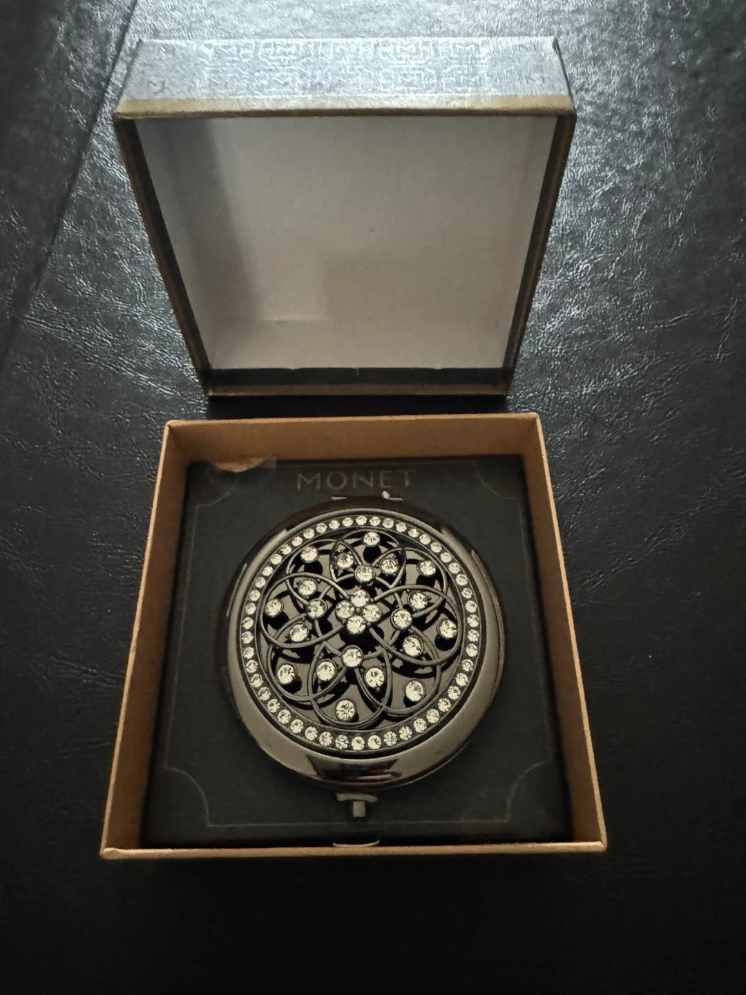 Monet Compact Mirror with Rhinestones NEW