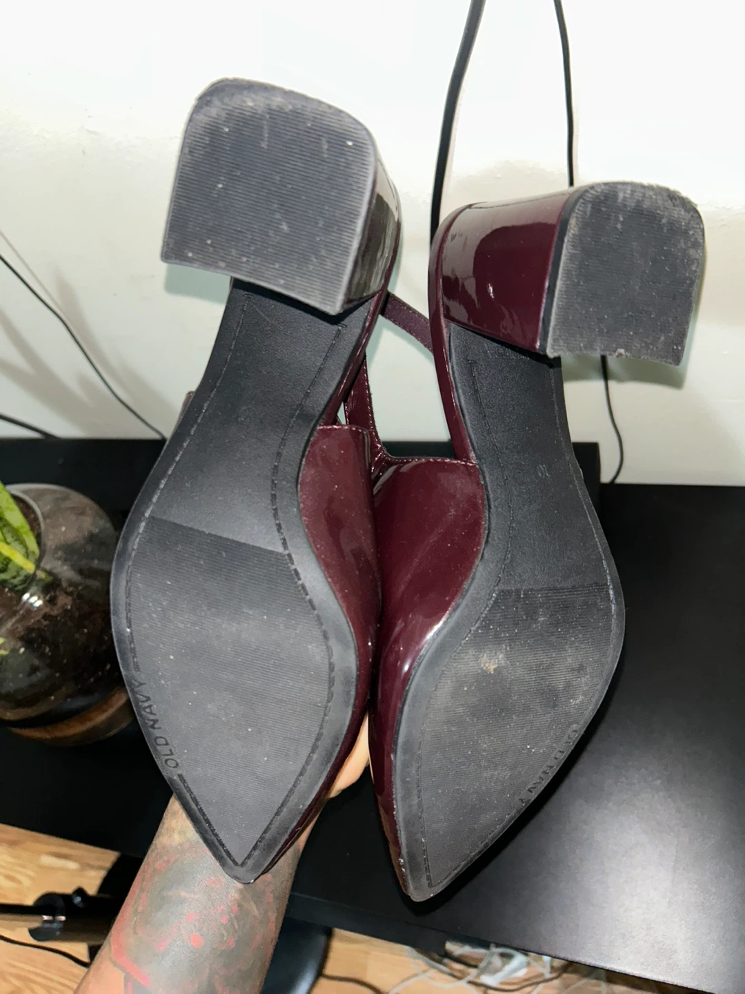 Old Navy Burgundy Patent Slingback Heels - photo 2
