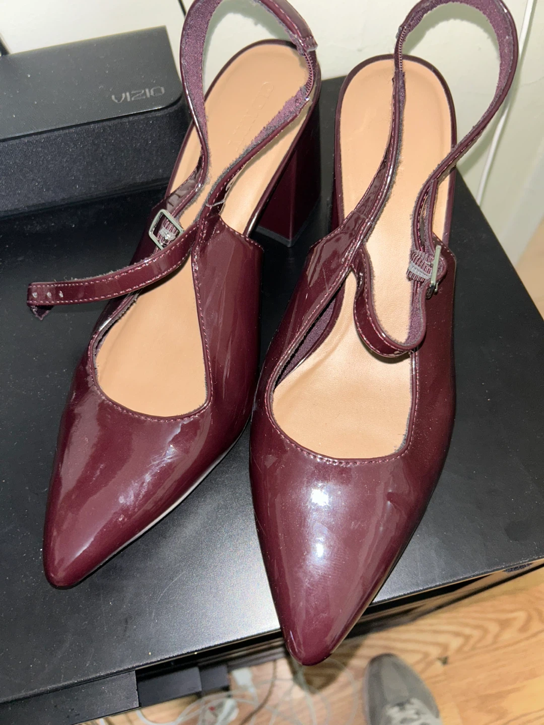 Old Navy Burgundy Patent Slingback Heels
