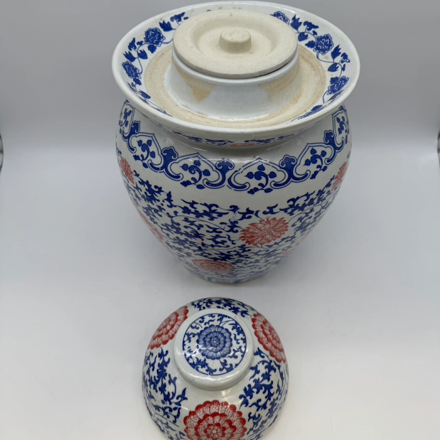 Vintage Chinese Jingdezhen Lidded Ginger / Pickle Jar  – 1980s - photo 3