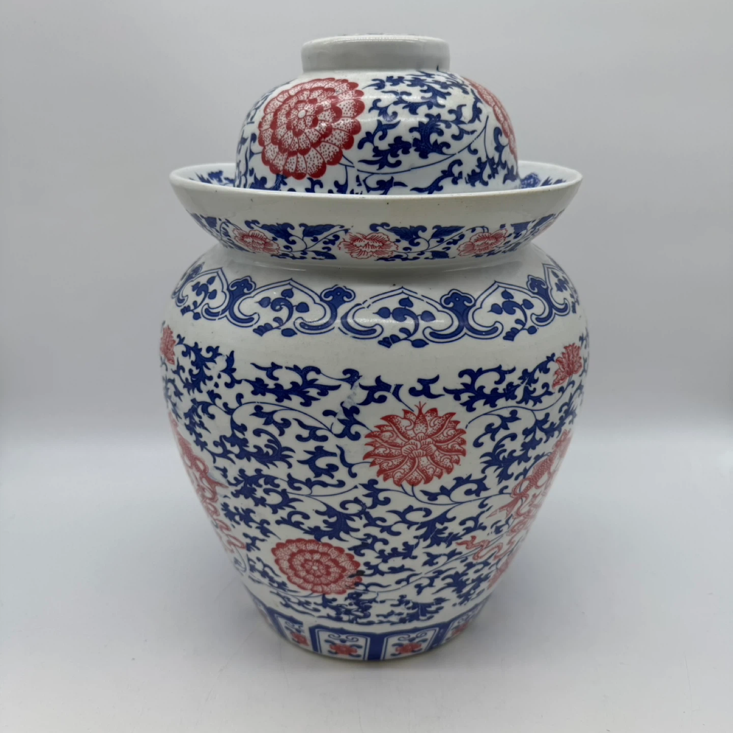 Vintage Chinese Jingdezhen Lidded Ginger / Pickle Jar  – 1980s