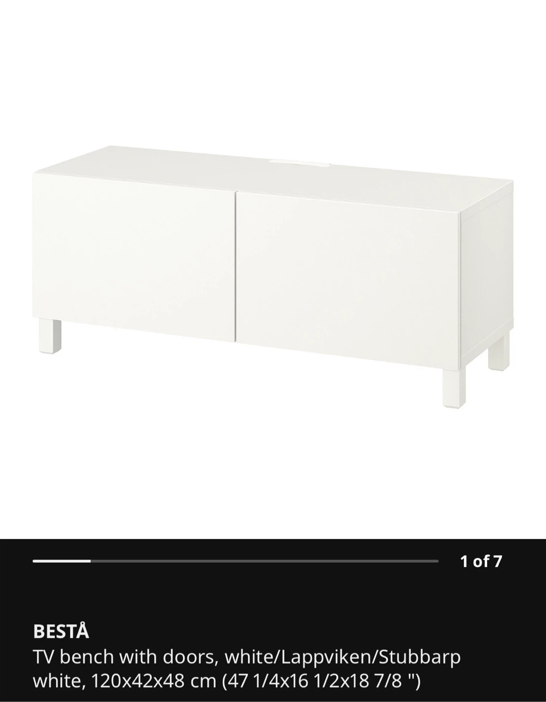 IKEA BESTÅ TV Bench - White 120x42x48 cm