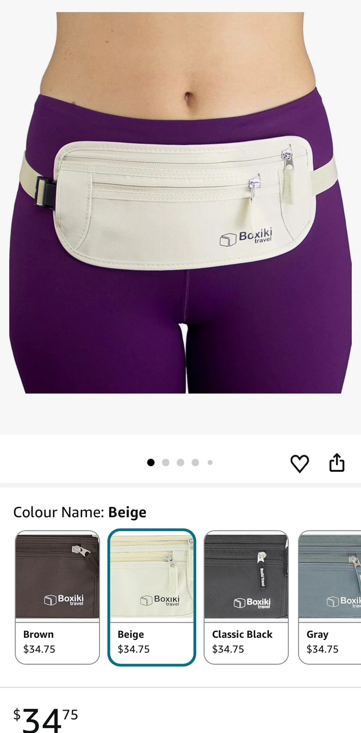Boxiki Travel RFID Blocking Money Belt - Beige