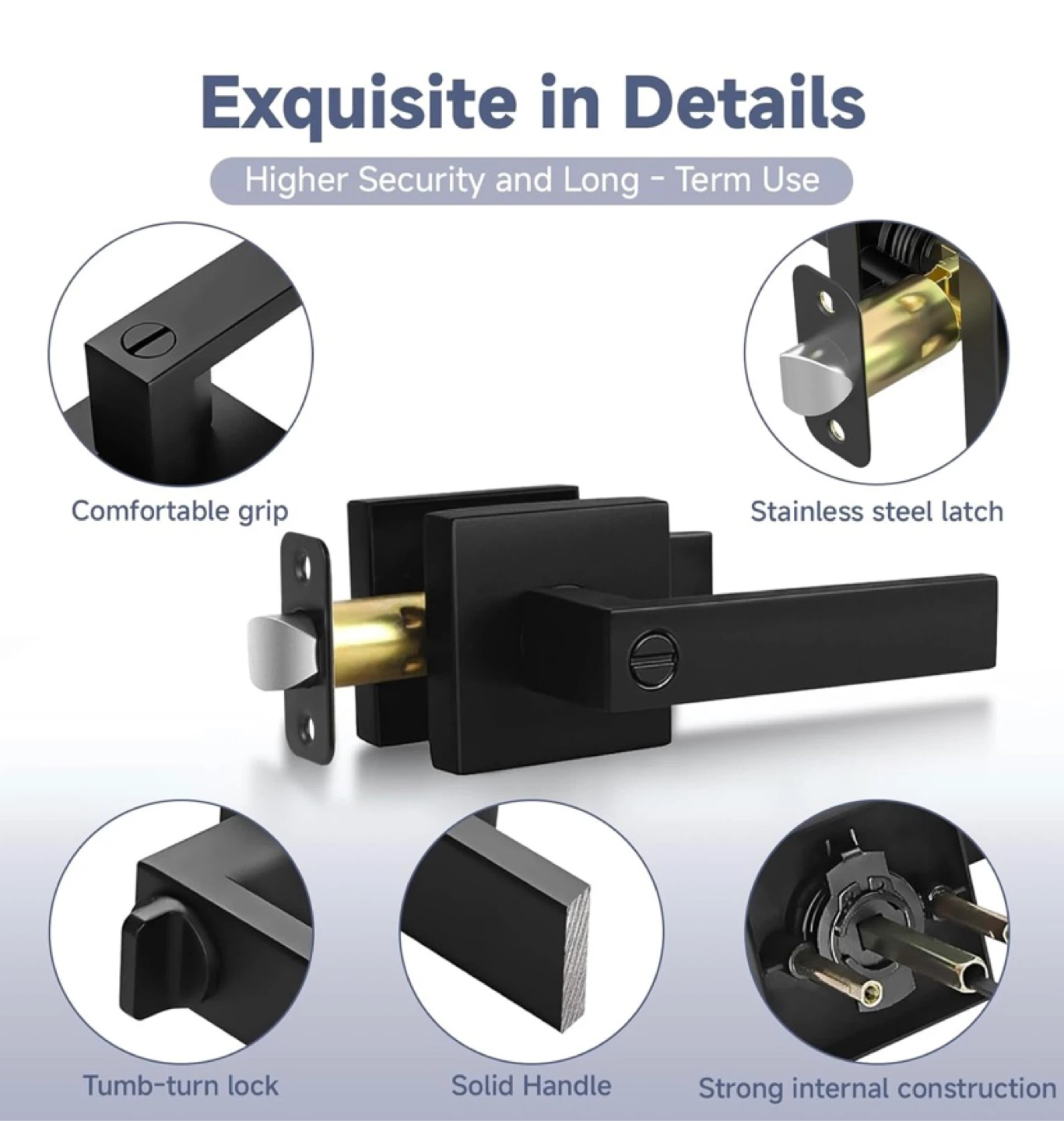 New 6 pack Privacy Door Levers Matte Black - photo 3