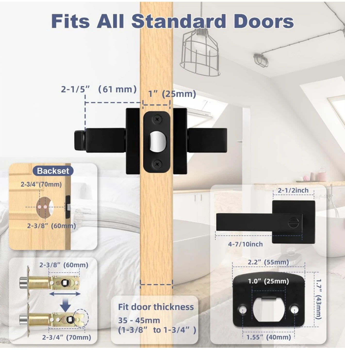 New 6 pack Privacy Door Levers Matte Black - photo 5