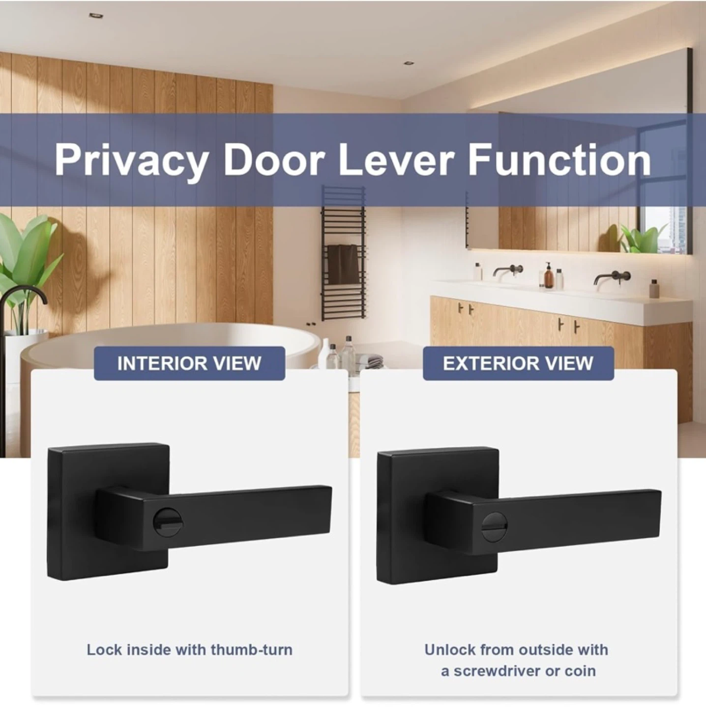 New 6 pack Privacy Door Levers Matte Black - photo 4