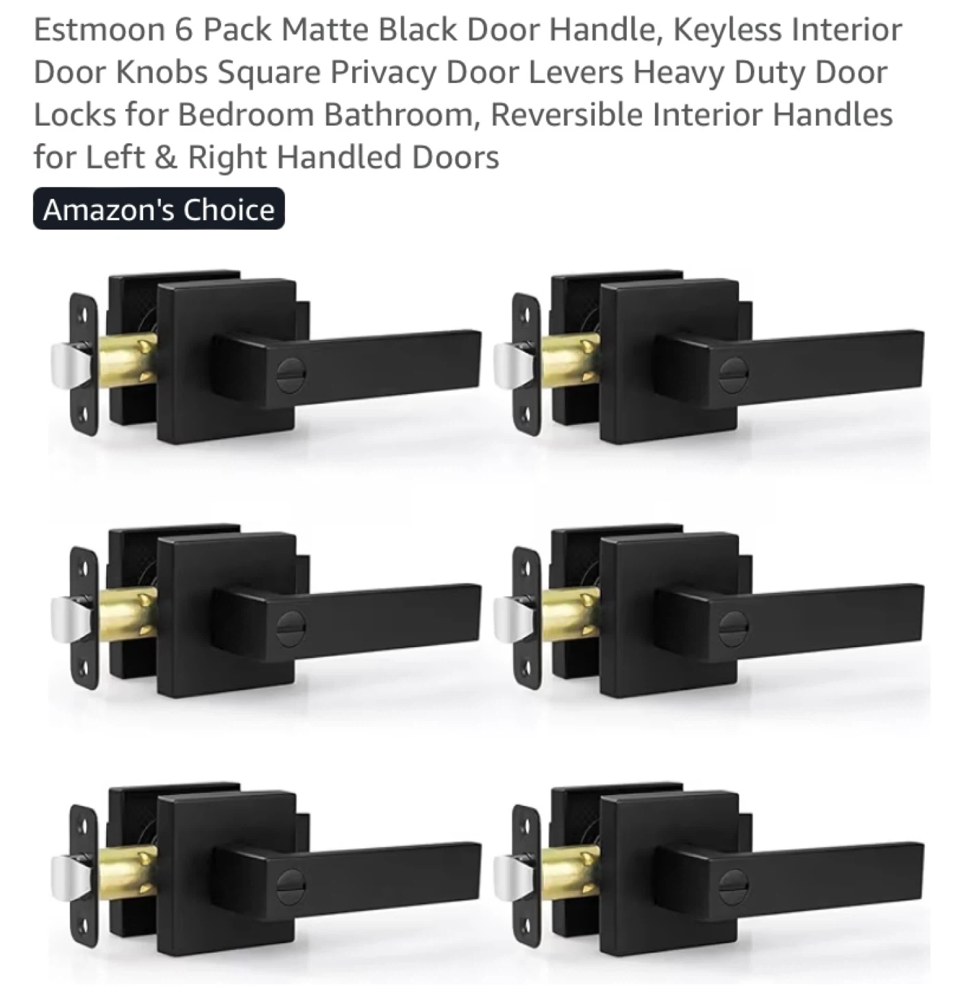 New 6 pack Privacy Door Levers Matte Black