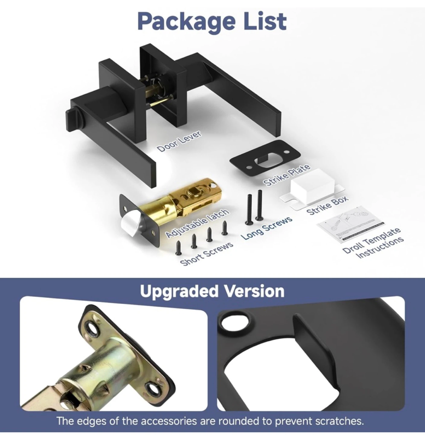 New 6 pack Privacy Door Levers Matte Black - photo 2