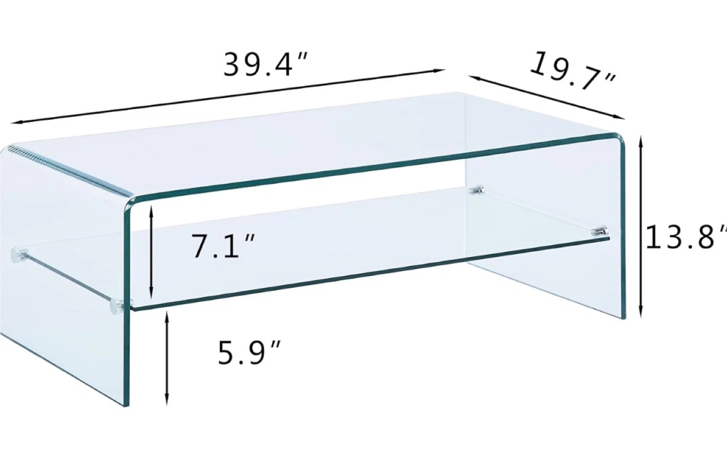 Clear Glass Coffee Table with Shelf - photo 4