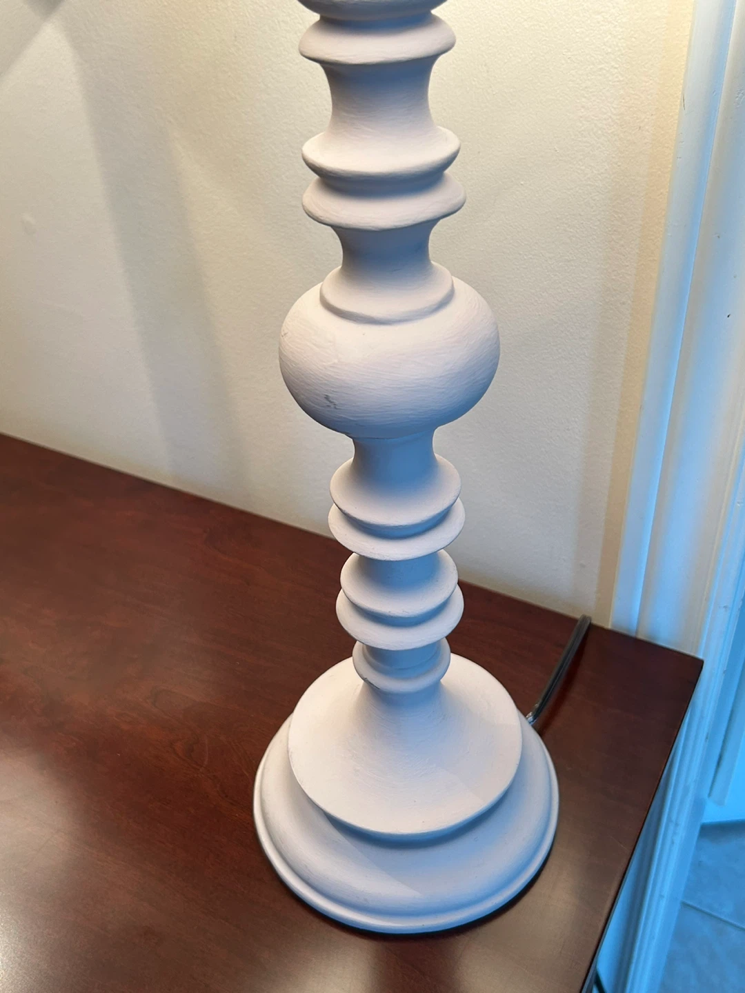 Pair of White Table Lamps with Grey Fabric Shades - photo 3
