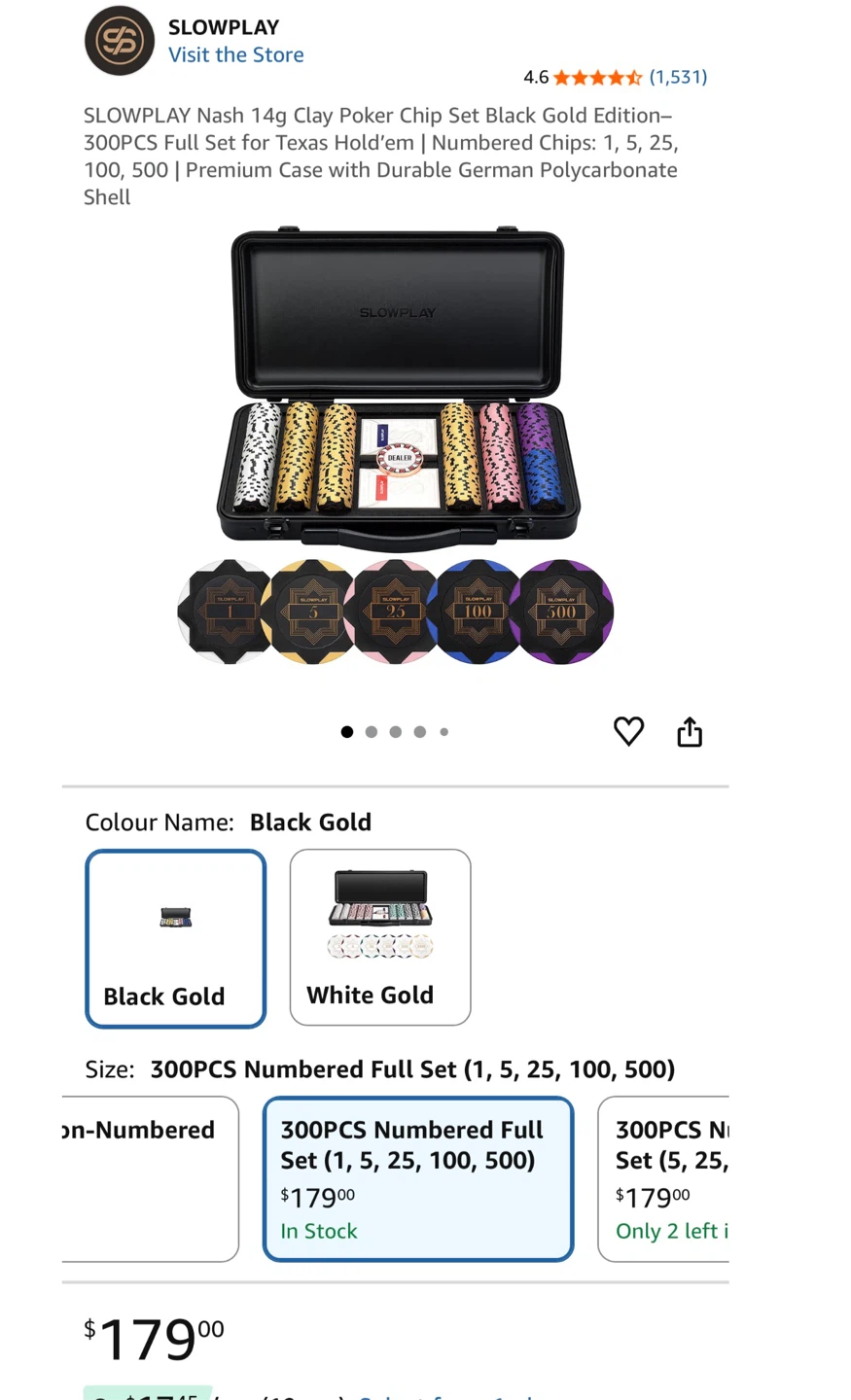 SLOWPLAY Nash 300PC Poker Chip Set Black Gold Edition
