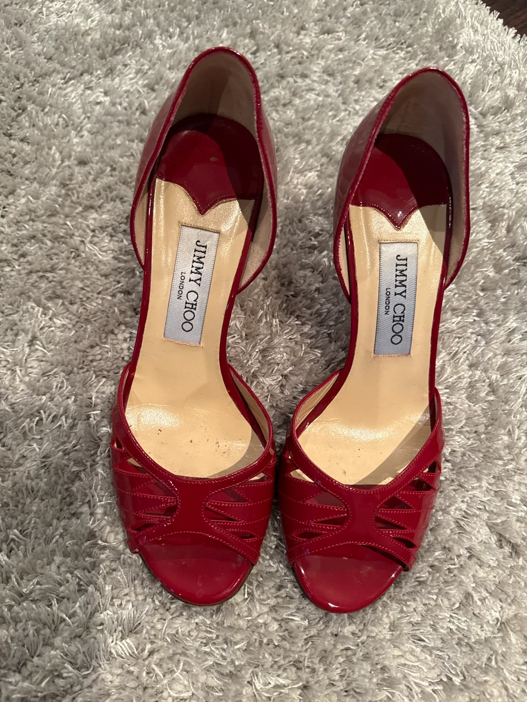 Jimmy Choo Red Patent Leather Heels Size 37.5