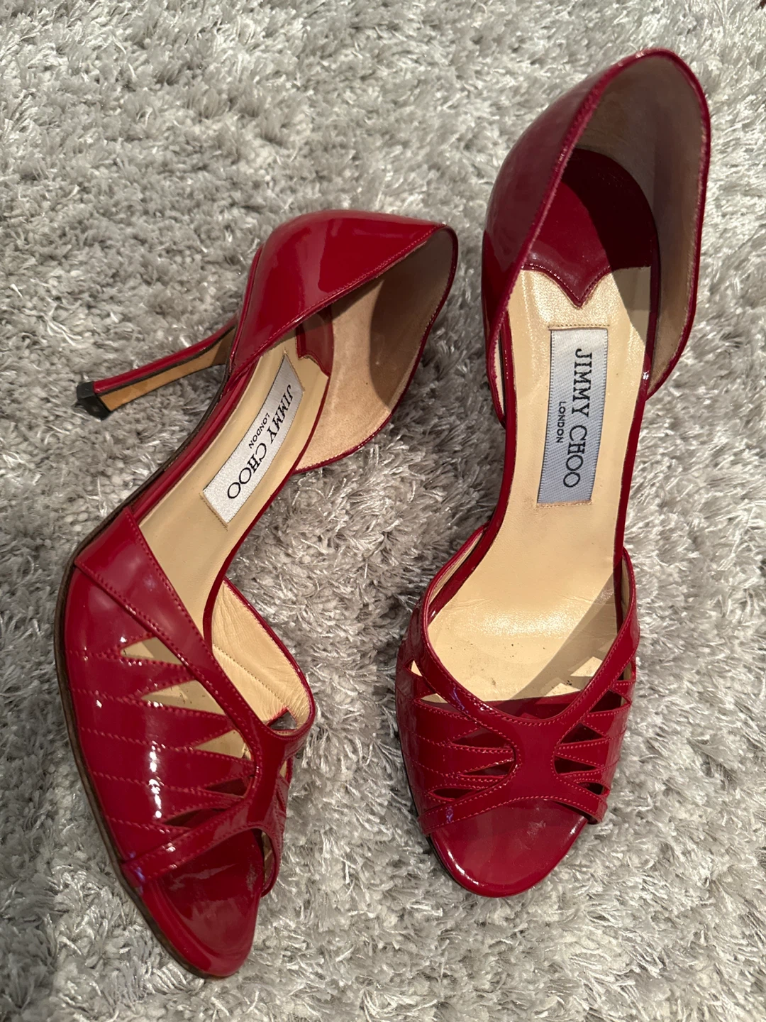 Jimmy Choo Red Patent Leather Heels Size 37.5 - photo 2