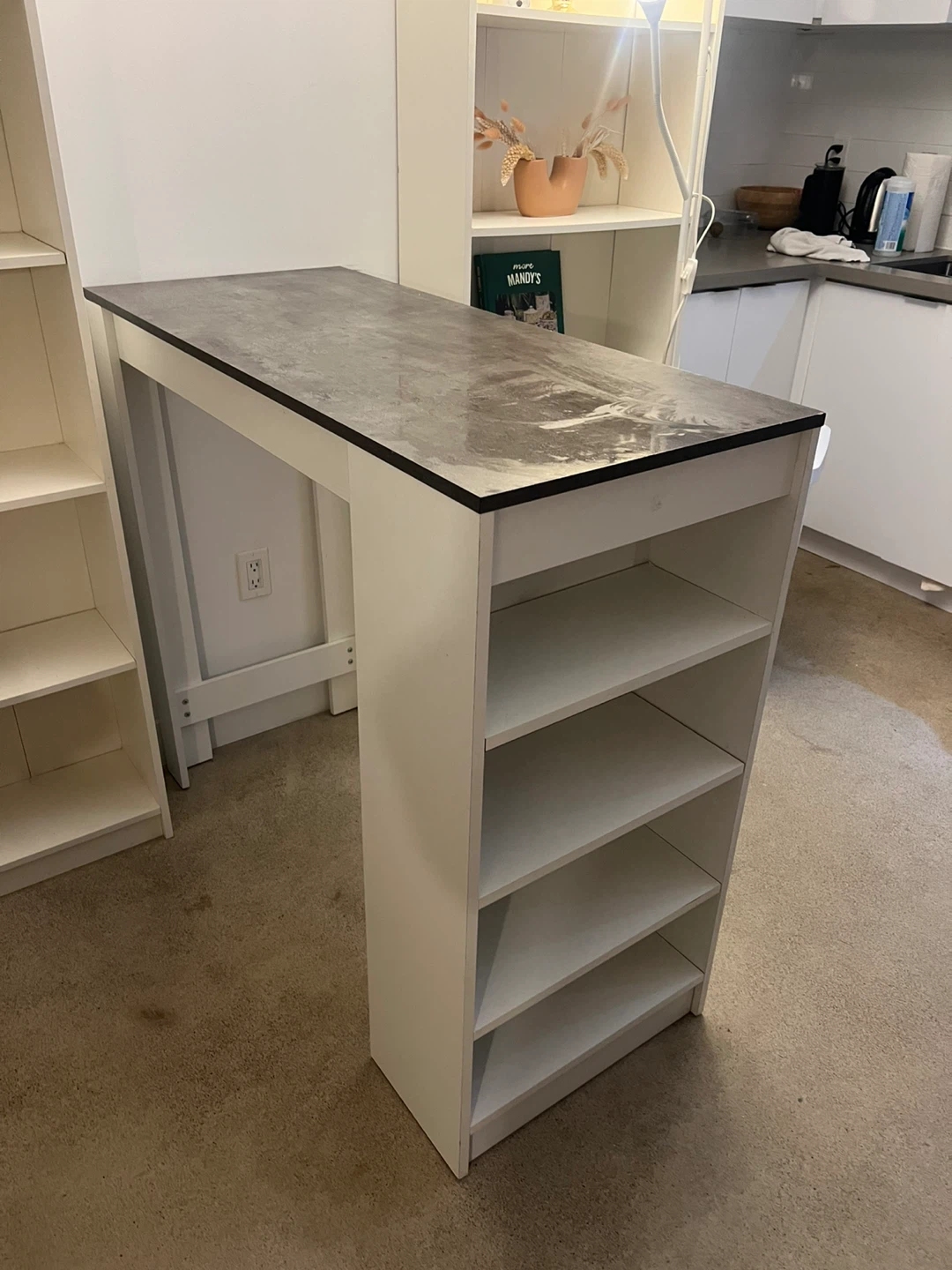 White Bar Table with Shelves - photo 3