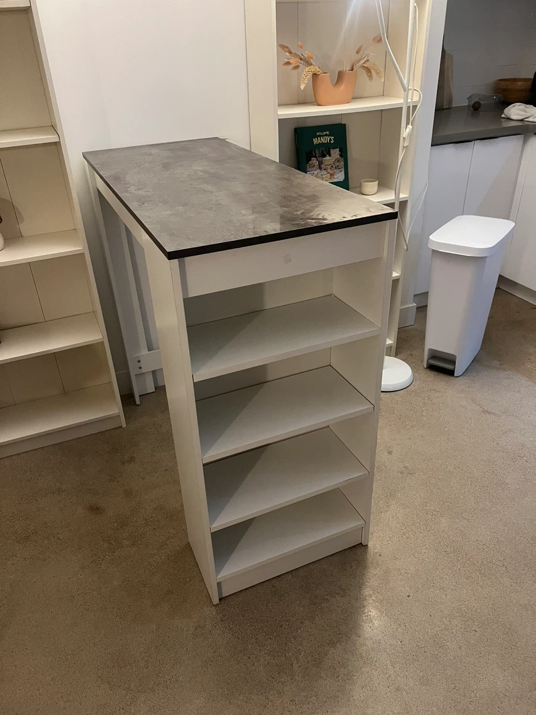 White Bar Table with Shelves
