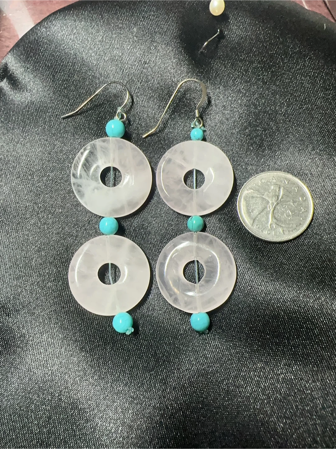 Hand Made Rose Quartz & Turquoise Donut Earrings