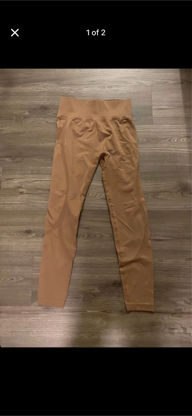 Alphalete Inspired Brown Ruched Leggings