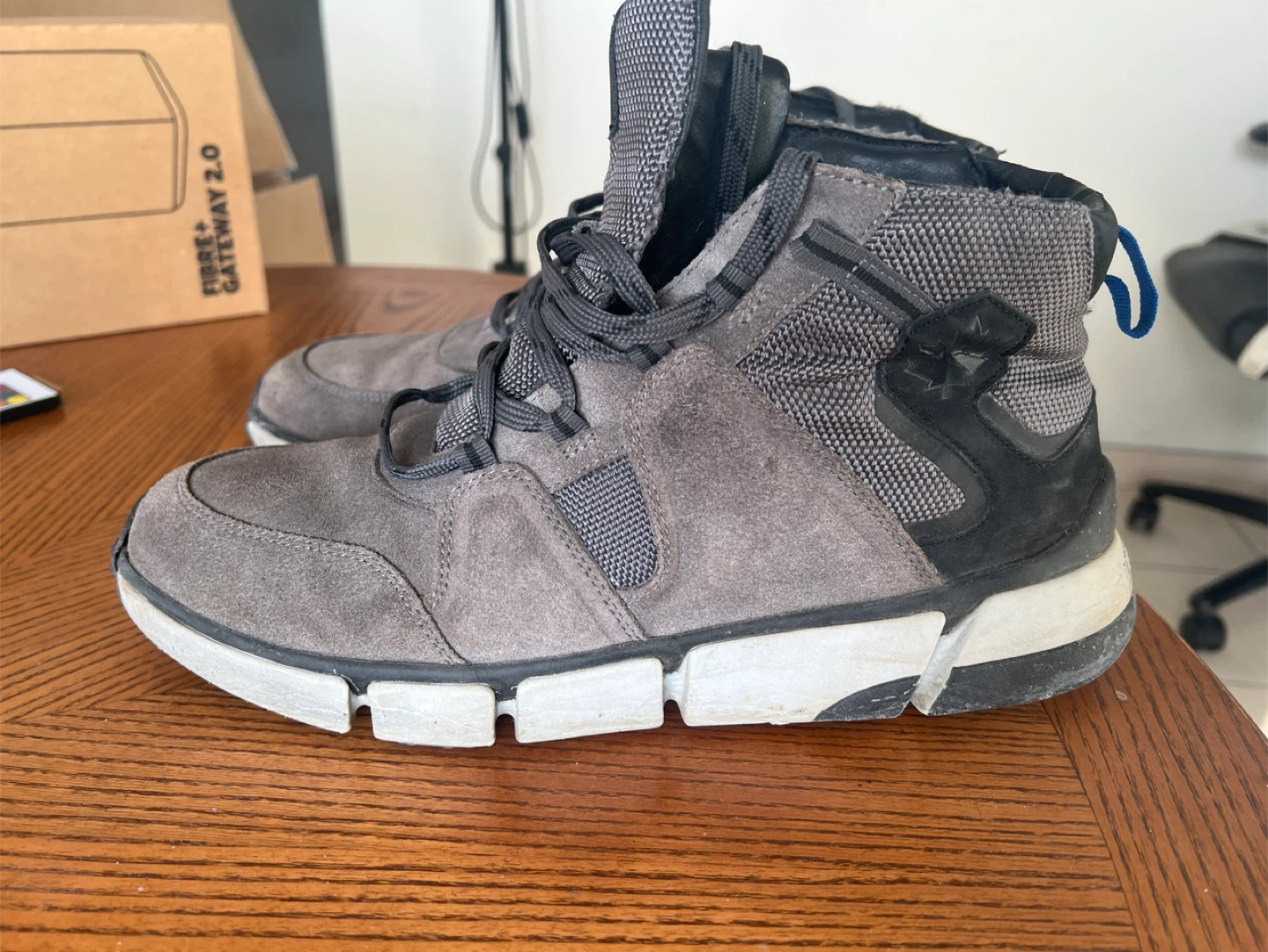 Men's Grey Suede and Mesh Sneakers