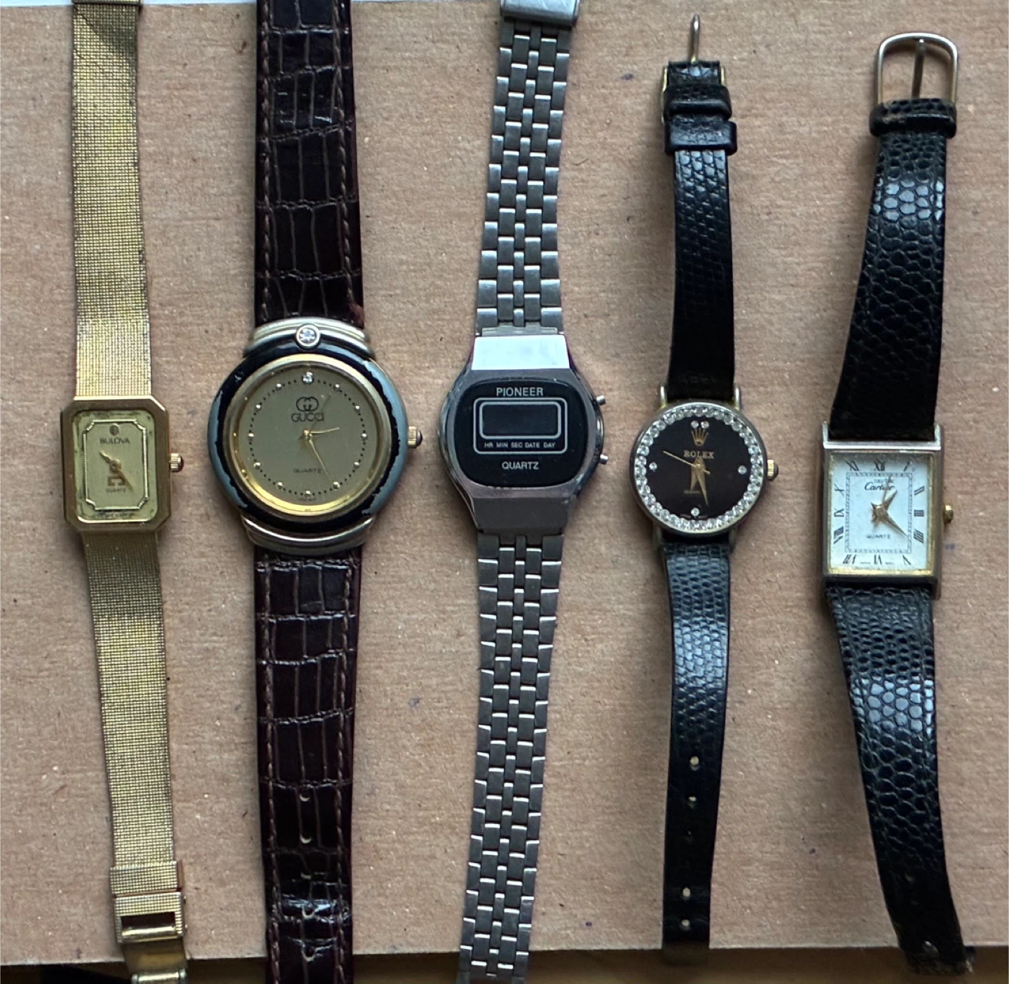 $15.00 Lot 5 vintage watches Bulova etc Pioneer quartz AS IS - photo 2