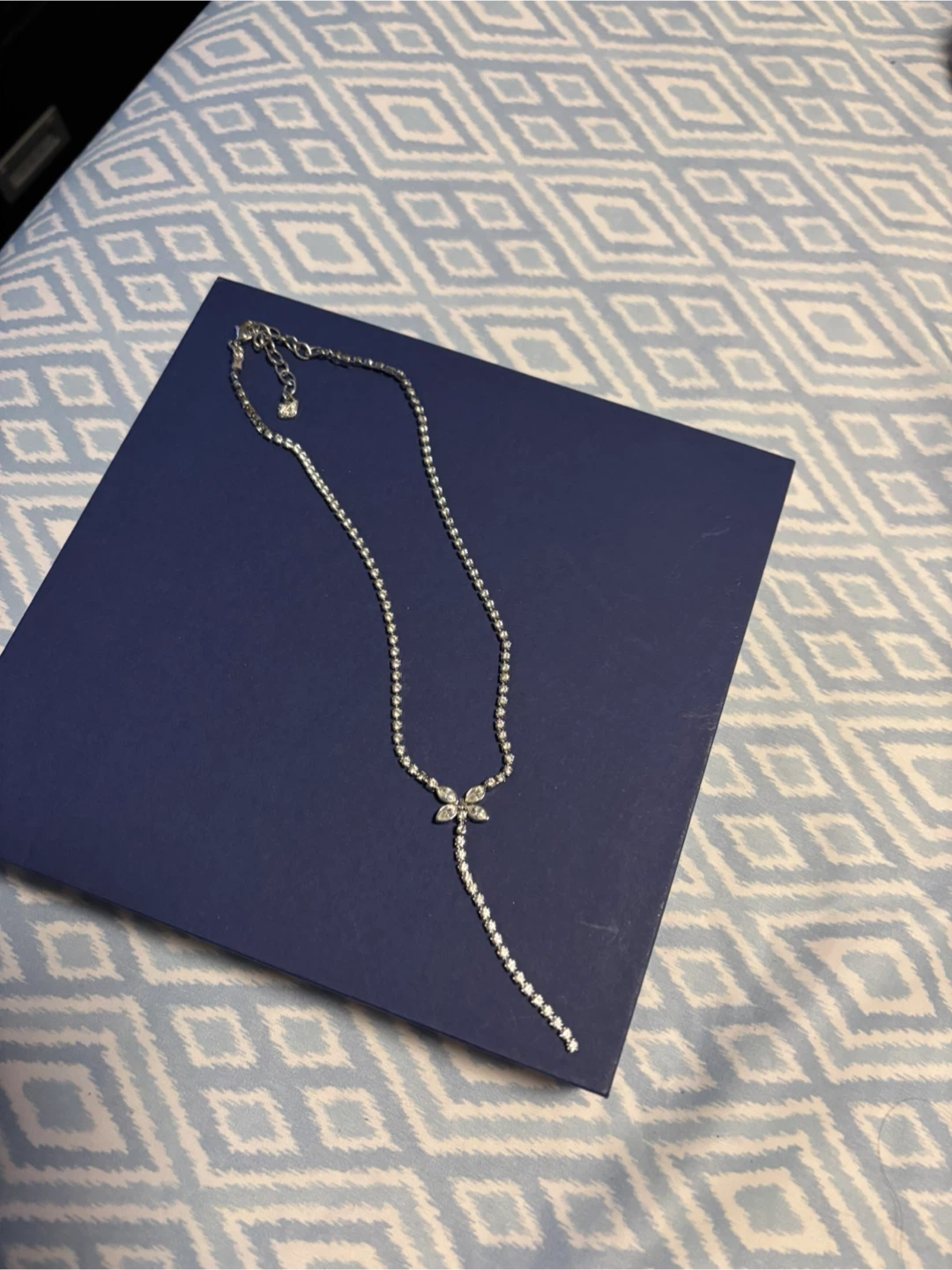 Sparkly Silver Necklace with Butterfly Pendant