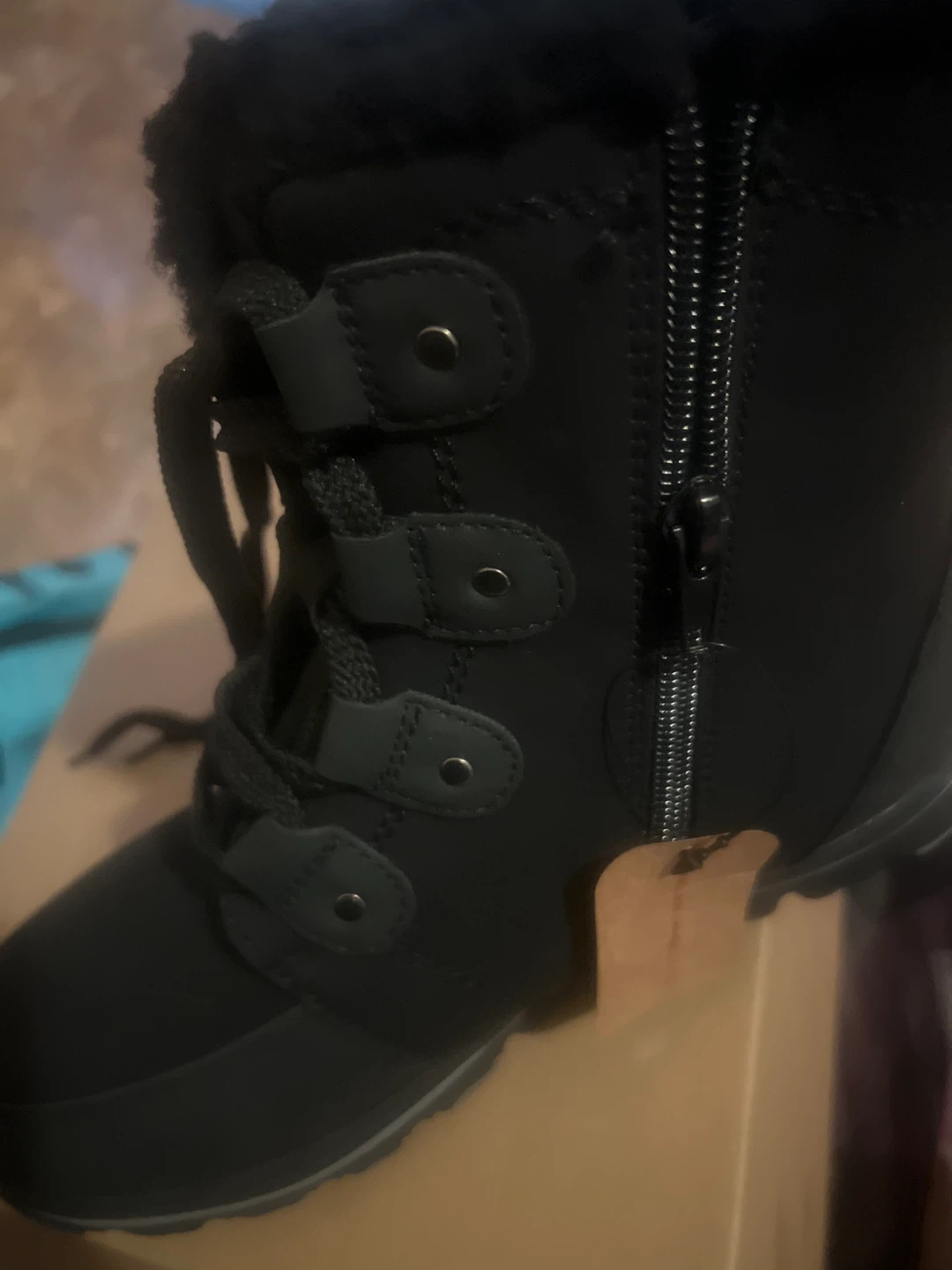 Black Winter Boots with Fur Lining
